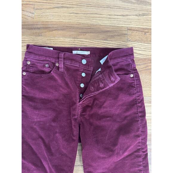 Levis Wedgie Jeans Size 29 Burgundy Corduroy Button Fly High Rise Ankle Cropped - Picture 3 of 8